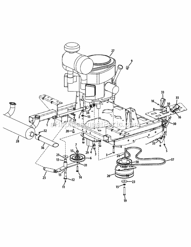 Engine Accessories, 72-Inch Deck Diagram and Parts List for S7237-KW 53DI8DU8050 Cub Cadet Sprayer